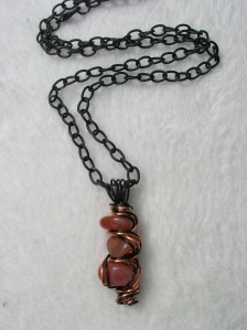 Halloween Inspired "Orange is the New Black" Carnelian Wire Wrapped Pendant Necklace